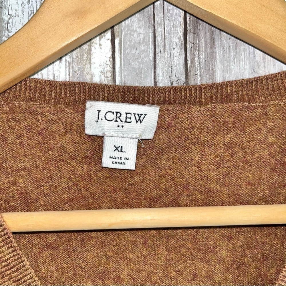 J.Crew Tan Wool Blend V Neck Sweater Women’s XL Cozy Neutral Fall Layering - Picture 4 of 4